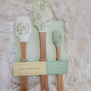 "Hello Spring" Cook with Color Green & White Multi-purpose 3 piece spatula